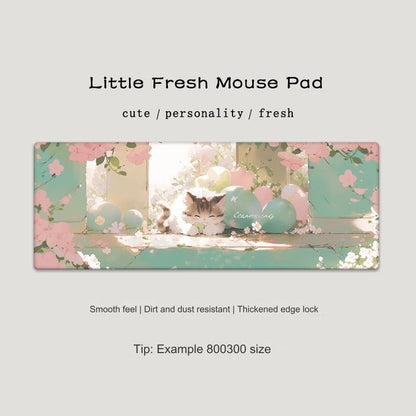 Cute Cat-Themed Non-Slip Gaming Mouse Pad - Large Desk Mat for Office and Home Use