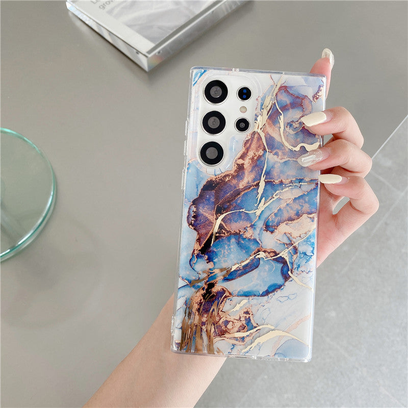 Stylish & Protective Marble Pattern Phone Case for Samsung S24 Ultra, S23, A54, S22 - Dual-Layer TPU+PC Design