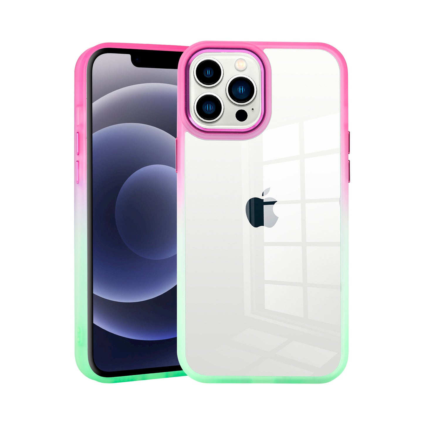 Stylish Dual-Gradient iPhone Case Compatible with iPhone 15 - Vibrant Colorful Protection with Metal Finish