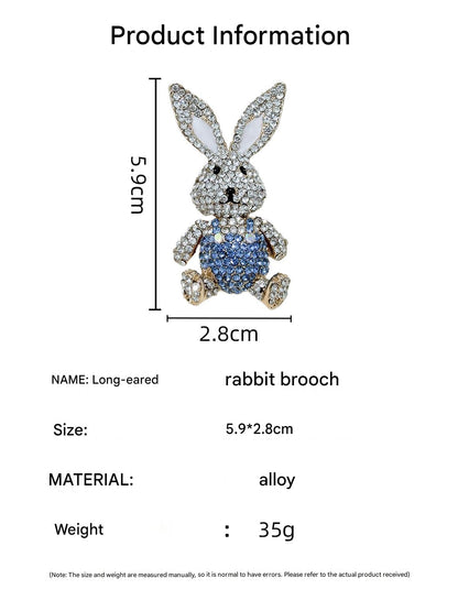 Stylish rhinestone bunny brooch display