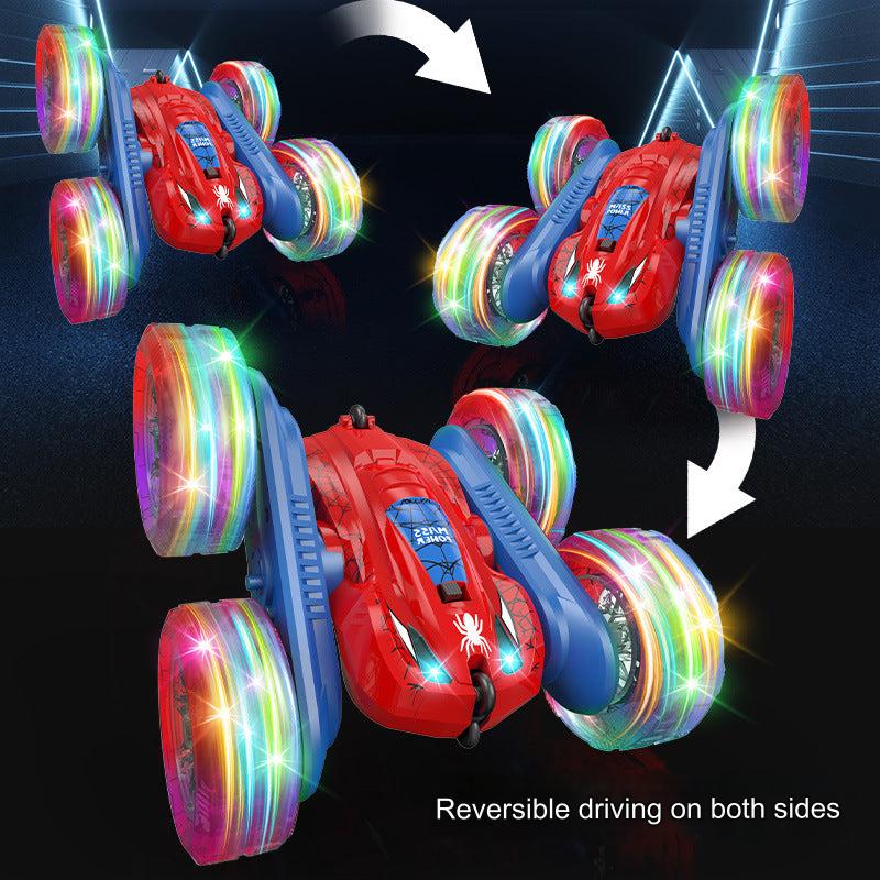 Stunt Remote Control Car - Dual-Sided Flipping RC Vehicle with Colorful LED Lights for Kids