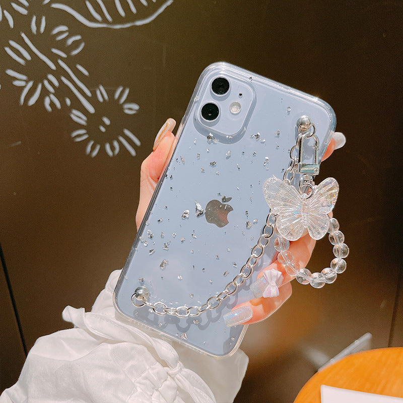 Elegant Gold Foil Butterfly Chain TPU Case for iPhone - Stylish and Versatile Protection