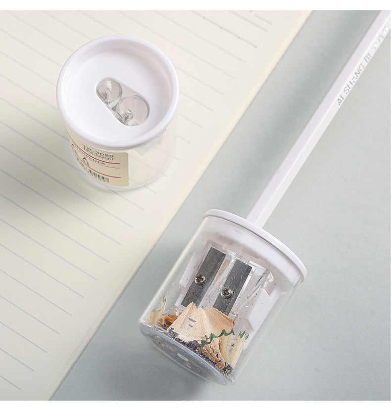 Transparent body manual pencil sharpener