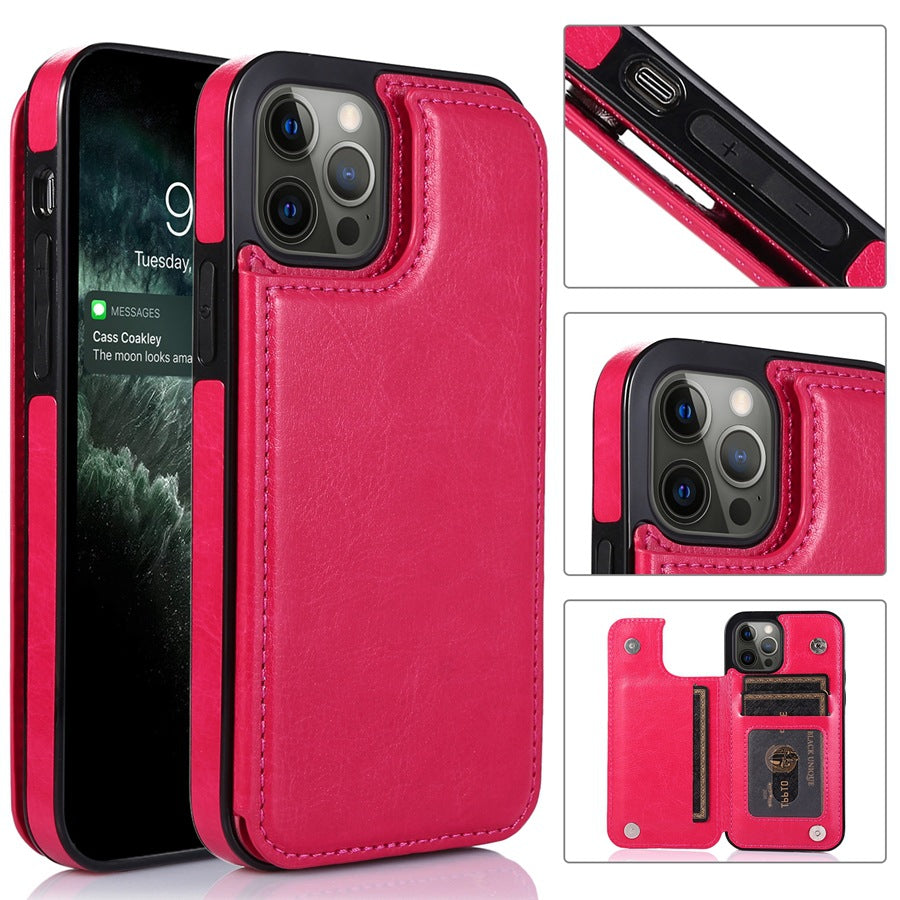 Premium TPU Wallet Case for iPhone 15 & 14 Series – Stylish, Shockproof, Multi-Card Holder