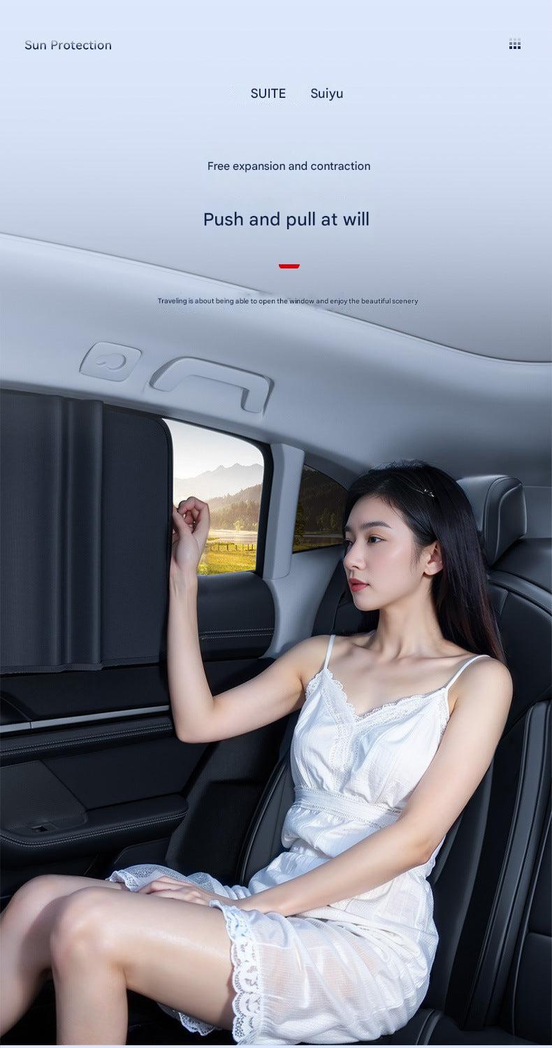interior view of sunshade protection in car