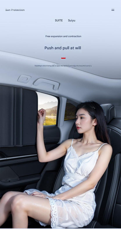 interior view of sunshade protection in car