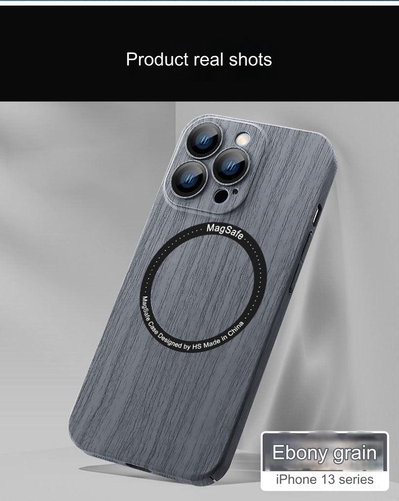 Wood Grain Magnetic iPhone Case for iPhone 15, 14, 13 & 12 - Shockproof, Anti-Fingerprint Protection