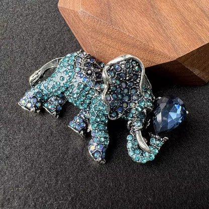 Elegant Alloy Elephant Brooch in Red
