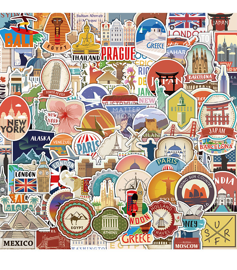 Travel theme stickers