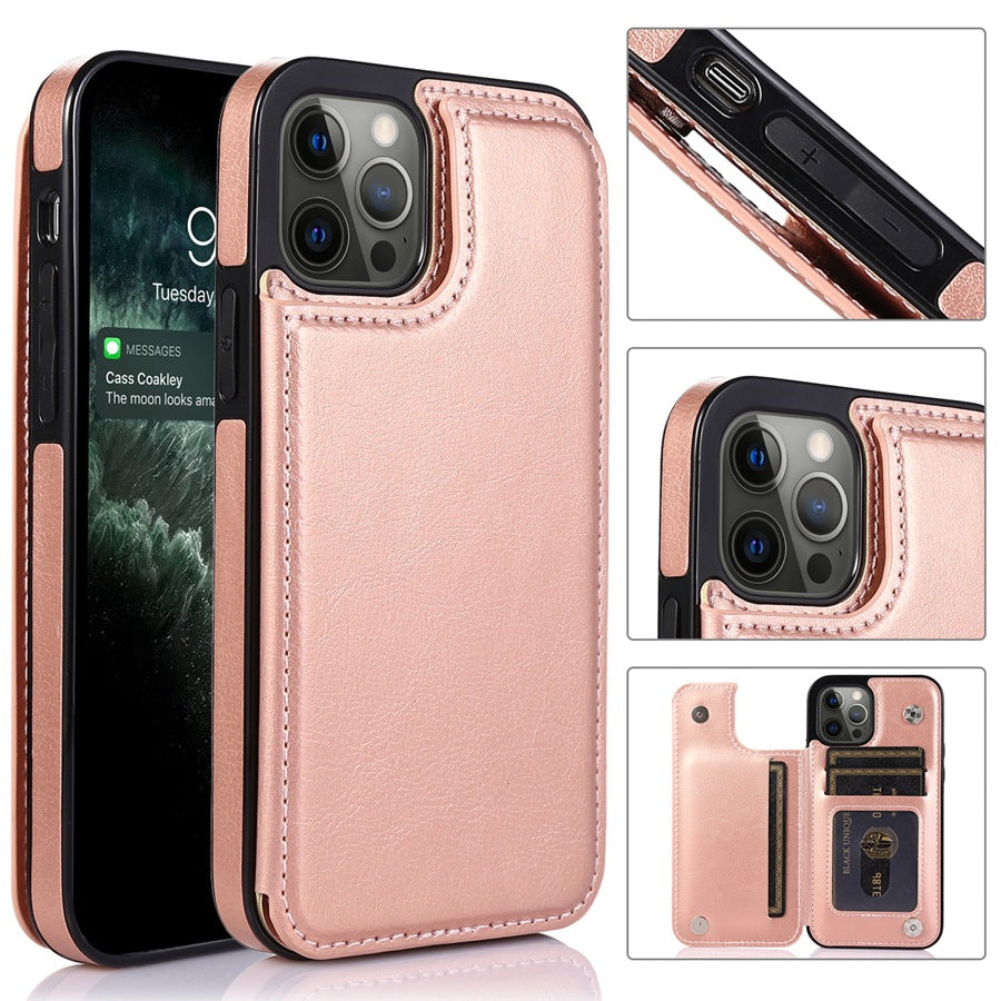 Premium TPU Wallet Case for iPhone 15 & 14 Series – Stylish, Shockproof, Multi-Card Holder