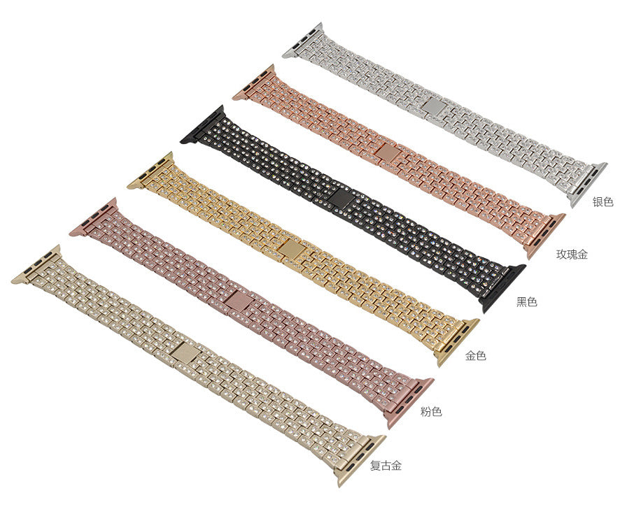 Luxury Diamond-Studded Metal Apple Watch Band - Compatible with All Models