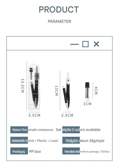 complete metal compass kit for students and artists