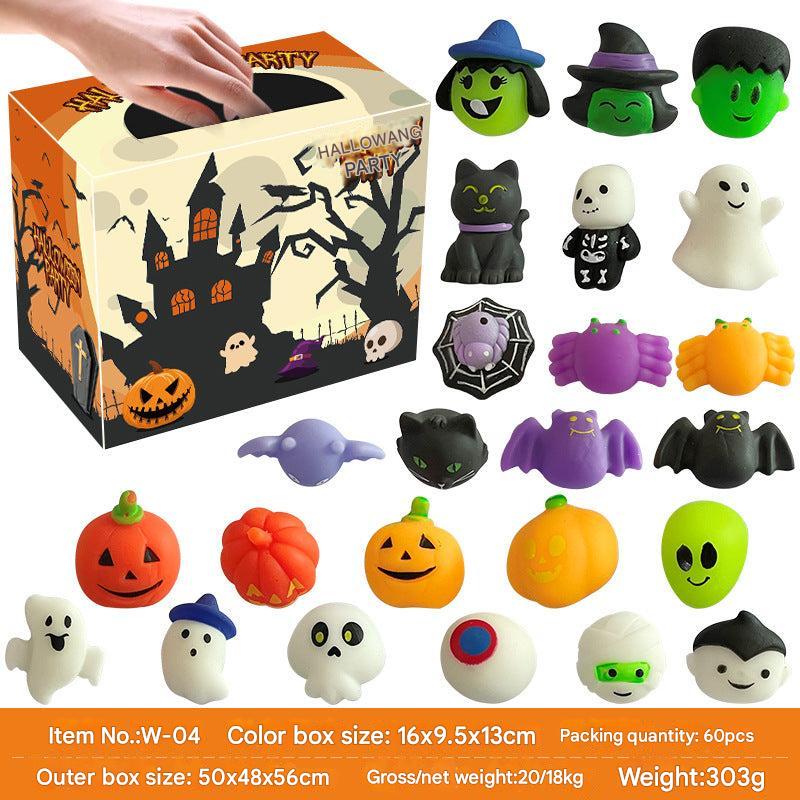 variety pack of multicolored squishy toys